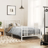 Metal Bed Frame without Mattress with Footboard White 100x190cm 376385