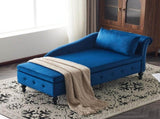 Velvet Chaise Lounge Sofa with Storage, Upholstered Chaise lounge Couch with Pillow for Living Room, N652P201198B