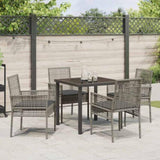 Garden Dining Set with Cushion 5 pcs Grey Poly Rattan 3379878