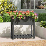 Planter with Shelf Grey 82.5x34.5x81 cm Solid Wood Pine 823761