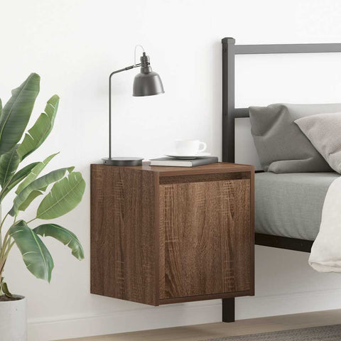 ZNTS Wall-Mounted Bedside Cabinets 2 pcs Brown Oak 38x34x40 cm 861242