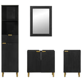 4 Piece Bathroom Furniture Set Black Engineered Wood 3309996