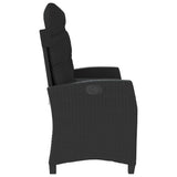 Reclining Garden Bench with Cushions Black Poly Rattan 368226