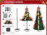 6 FT Fully Decorated Pre-lit Christmas Tree, Pop Up Artificial Xmas Tree with 80 Warm Lights Battery 19599448