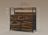 Rustic Chest of Seven Fabric Drawers - Rustic Brown T3398P329438
