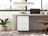 2-Drawer Vertical Filing Cabinet with Lock 5 Wheels, Steel Mobile File Cabinet, for A4, Legal T3398P344463