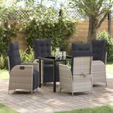 Garden Dining Set with Cushion 5 pcs Light Grey Poly Rattan 3380569