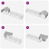 Chicken Coop with Roof and Yard 2 pcs Silver 700 x 200 x 150 cm 3434659