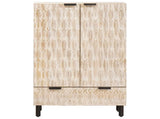 Highboard White Wash Finish 60 x 33 x 100 cm Solid Mango Wood 4017894
