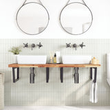 Basin Shelf Wall Mounted Steel and Solid Wood Acacia 3302947