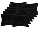 Cushion Cover 12 pcs HEERLEN Black 50 x 50 cm Faux Rabbit Fur 911199