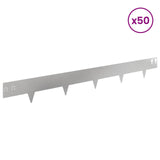 Lawn Edging 50 pcs 100 x 12 cm Steel Silver 8008537