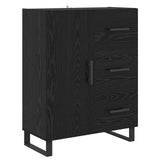 Highboard with Drawer 2 pcs Black Oak Engineered Wood and Glass 3416134