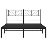 Metal Bed Frame without Mattress with Headboard Black 150x200cm 372181