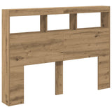 Headboard Cabinet with LED Artisan Oak 140x17x102 cm 863129