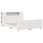 ZNTS Bed Frame without Mattress White 135x190 cm Double Solid Wood Pine 3323777