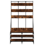 ZNTS Clothes Rack with Shoe Storage Smoked Oak 100x40x184 cm 837859