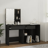 LED Dressing Table with Cabinet Black Engineered Wood 3082018