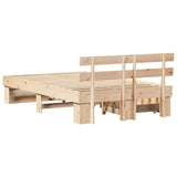 Bed Frame with Headboard Brown 135 x 190 cm Solid Pine Wood 3382283