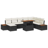 Garden Sofa Set with Storage 9 pcs Black Poly rattan 3358831