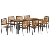 Garden Dining Set 9 pcs Black Poly Rattan 3365444