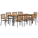 Garden Dining Set 9 pcs Black and Brown Poly Rattan 3365444