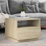 Coffee Table with LED Lights Sonoma Oak 50x49x40 cm 839828