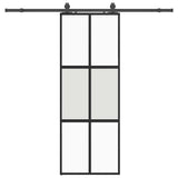 Sliding Door with Hardware Set Black 76x205 cm Tempered Glass 3375963