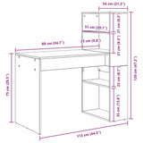 Desk with Shelf Grey Sonoma 113 x 54 x 120 cm Engineered Wood 869279