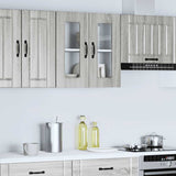 Kitchen Wall Cabinet with Glass Door Kalmar Grey Sonoma Engineered Wood 853673
