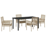 Garden Dining Set with Cushion 5 pcs Beige Poly rattan 3379894