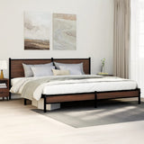 Metal Bed Frame without Mattress Brown Oak 193x203 cm 3301407
