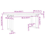 Coffee Table O-Frame 110x40x45.5 cm Solid Wood Pine and Steel 3282733