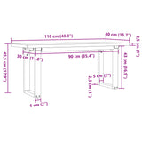 Coffee Table O-Frame 110x40x45.5 cm Solid Wood Pine and Steel 3282733