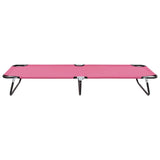 Sun Lounger Pink Powder-coated steel Large Foldable 310349