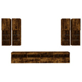 7 Piece TV Wall Cabinet Set with LED Lights Smoked Oak 3216775