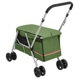 Folding Dog Stroller Green 100x49x96 cm Linen Fabric 172204