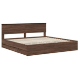 Bed Frame with Drawer Brown Oak 200 x 200 cm Engineer Wood 3410678