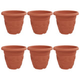 Round Flower Pot 6 pcs Brick Red 39 x 32 cm Plastic 42020283