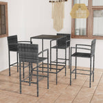 5 Piece Garden Bar Set Poly Rattan Grey 3064841