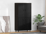 Highboard 2 pcs Black oak Engineered Wood and Glass 3416143