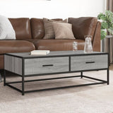 ZNTS Coffee Table Grey Sonoma 100x50x35 cm Engineered Wood and Metal 848782