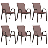 Stackable Garden Chairs 6 pcs Brown Textilene Fabric 318785