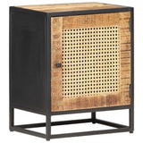 Bedside Cabinet 40x30x50 cm Rough Mango Wood and Natural Cane 323140