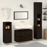 Bathroom Furniture Set with Drawer 3 pcs Black 30 x 30 x 180 cm 3333090