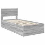 Bed Frame Grey Sonoma 90 x 200 cm Engineered Wood 3408716