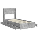 Bed Frame with Storage and Headboard Concrete Grey 90 x 190 cm 3414422