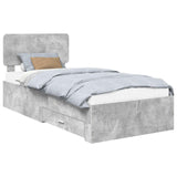 Bed Frame Concrete Grey 100 x 200 cm Engineered Wood 3412412
