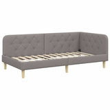 Corner Bed Frame with Headboard Taupe 100 x 200 cm Fabric 42016582