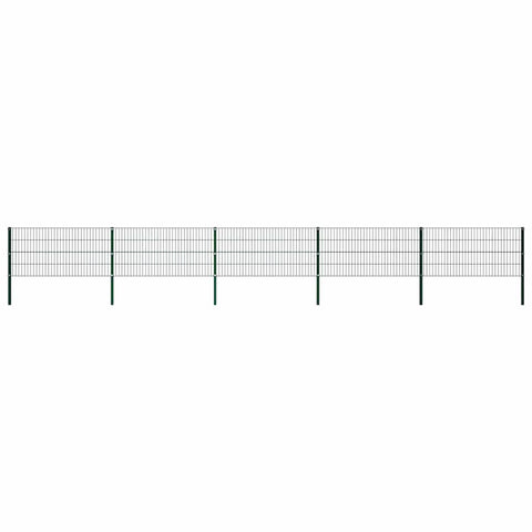 Fence Panel with Posts Iron 867x80 cm Green 278608
